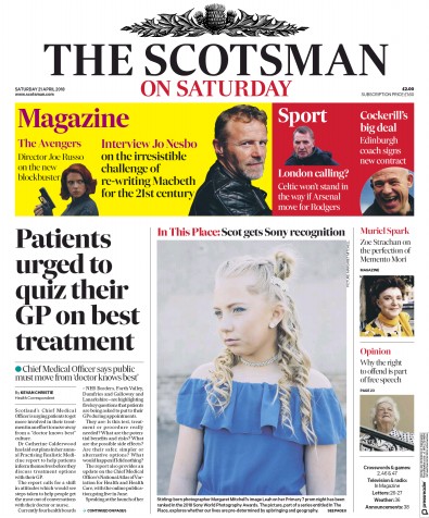 The Scotsman Newspaper Front Page (UK) for 21 April 2018