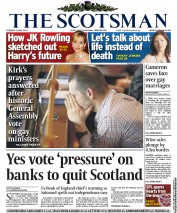 The Scotsman Newspaper Front Page (UK) for 21 May 2013