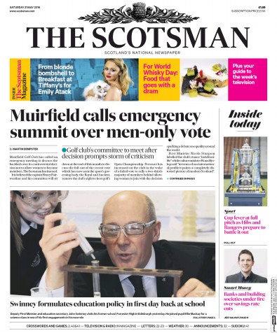The Scotsman Newspaper Front Page (UK) for 21 May 2016