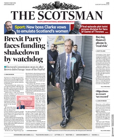 The Scotsman Newspaper Front Page (UK) for 21 May 2019
