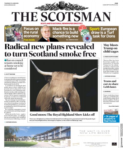 The Scotsman Newspaper Front Page (UK) for 21 June 2018