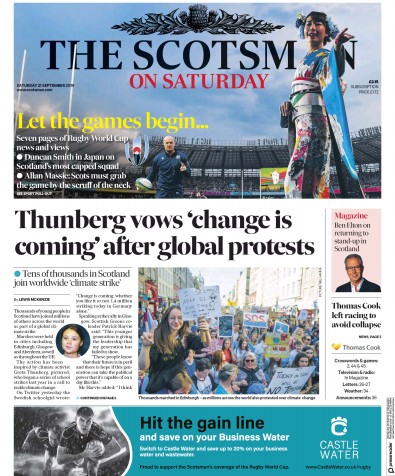 The Scotsman Newspaper Front Page (UK) for 21 September 2019