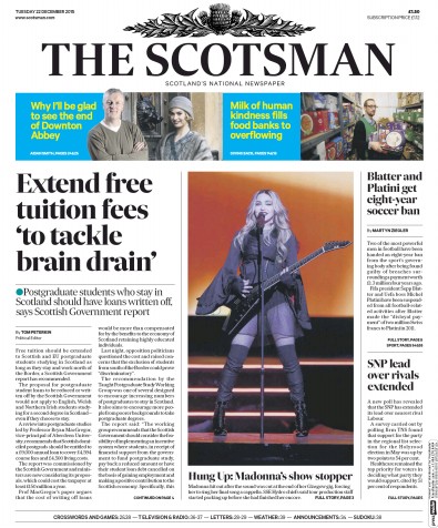 The Scotsman Newspaper Front Page (UK) for 22 December 2015