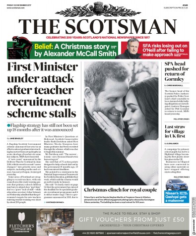 The Scotsman Newspaper Front Page (UK) for 22 December 2017