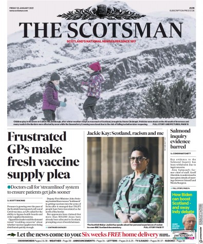 The Scotsman Newspaper Front Page (UK) for 22 January 2021