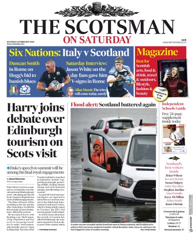 The Scotsman Newspaper Front Page (UK) for 22 February 2020
