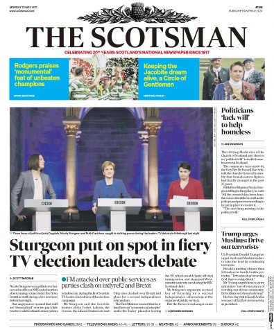 The Scotsman Newspaper Front Page (UK) for 22 May 2017