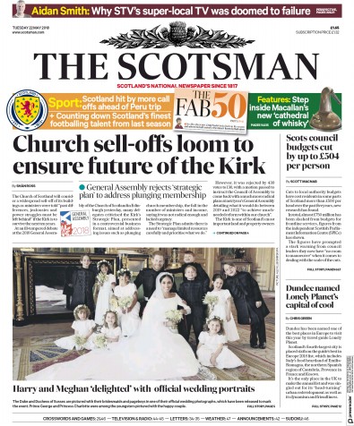 The Scotsman Newspaper Front Page (UK) for 22 May 2018