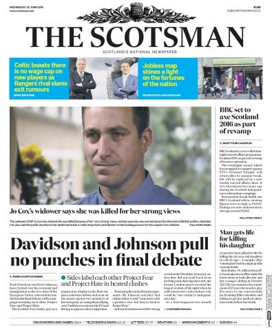 The Scotsman Newspaper Front Page (UK) for 22 June 2016