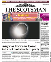 The Scotsman (UK) Newspaper Front Page for 22 August 2017