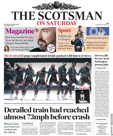 The Scotsman Newspaper Front Page (UK) for 22 August 2020