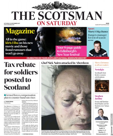 The Scotsman Newspaper Front Page (UK) for 23 December 2017