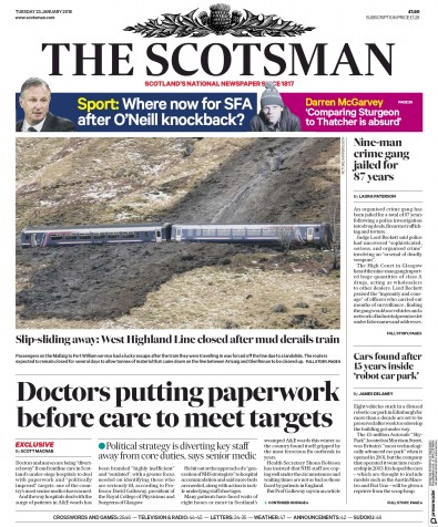 The Scotsman Newspaper Front Page (UK) for 23 January 2018