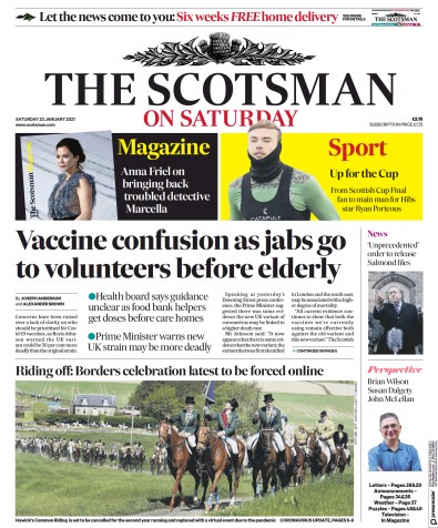 The Scotsman Newspaper Front Page (UK) for 23 January 2021