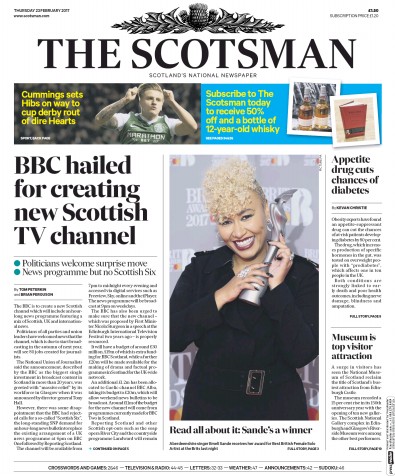 The Scotsman Newspaper Front Page (UK) for 23 February 2017