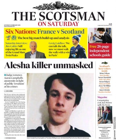 The Scotsman Newspaper Front Page (UK) for 23 February 2019