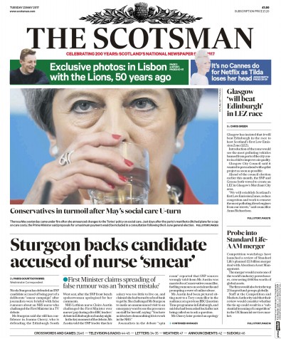 The Scotsman Newspaper Front Page (UK) for 23 May 2017