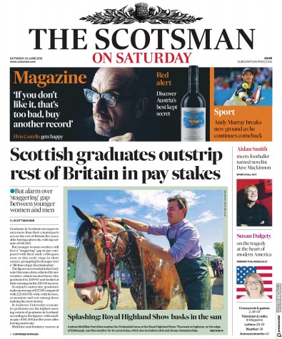 The Scotsman Newspaper Front Page (UK) for 23 June 2018
