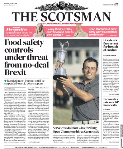 The Scotsman Newspaper Front Page (UK) for 23 July 2018