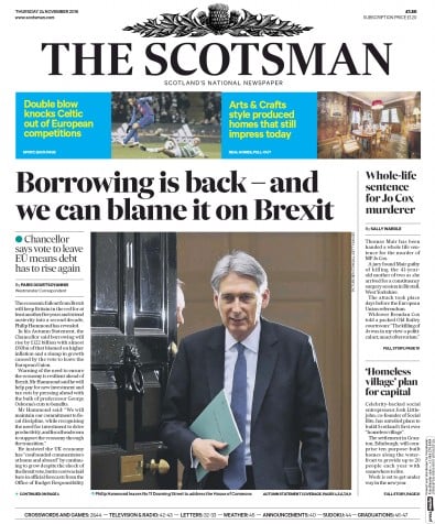 The Scotsman Newspaper Front Page (UK) for 24 November 2016