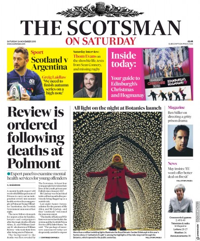 The Scotsman Newspaper Front Page (UK) for 24 November 2018
