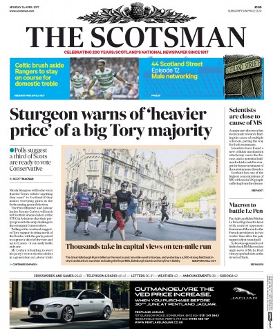 The Scotsman Newspaper Front Page (UK) for 24 April 2017