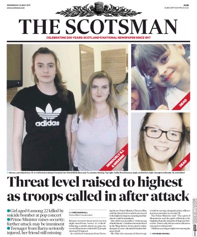 The Scotsman Newspaper Front Page (UK) for 24 May 2017