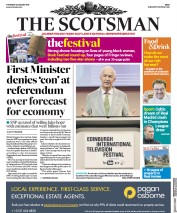The Scotsman (UK) Newspaper Front Page for 24 August 2017