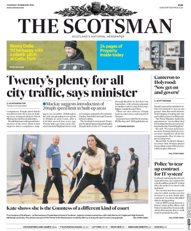 The Scotsman Newspaper Front Page (UK) for 25 February 2016