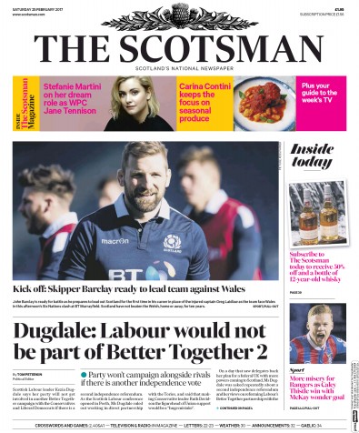 The Scotsman Newspaper Front Page (UK) for 25 February 2017