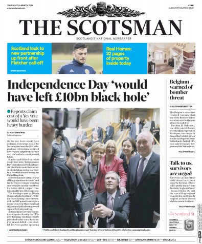 The Scotsman Newspaper Front Page (UK) for 25 March 2016