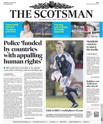 The Scotsman Newspaper Front Page (UK) for 25 May 2016