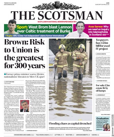 The Scotsman Newspaper Front Page (UK) for 25 June 2019