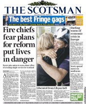 The Scotsman (UK) Newspaper Front Page for 25 August 2011