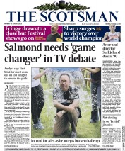 The Scotsman (UK) Newspaper Front Page for 25 August 2014
