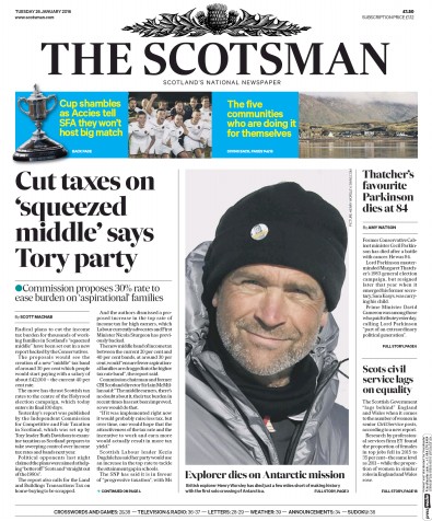 The Scotsman Newspaper Front Page (UK) for 26 January 2016