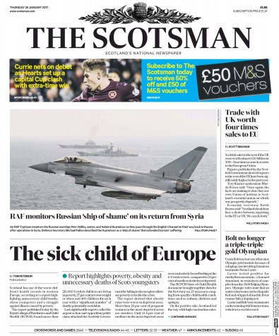 The Scotsman Newspaper Front Page (UK) for 26 January 2017