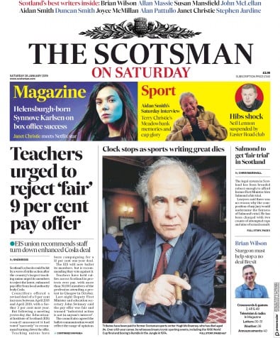 The Scotsman Newspaper Front Page (UK) for 26 January 2019