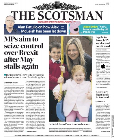 The Scotsman Newspaper Front Page (UK) for 26 March 2019