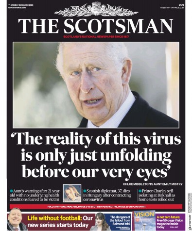 The Scotsman Newspaper Front Page (UK) for 26 March 2020