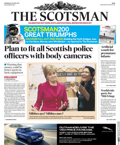 The Scotsman Newspaper Front Page (UK) for 26 April 2017