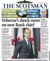 The Scotsman (UK) Newspaper Front Page for 27 November 2012