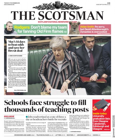 The Scotsman Newspaper Front Page (UK) for 27 November 2018