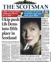 The Scotsman (UK) Newspaper Front Page for 27 January 2014