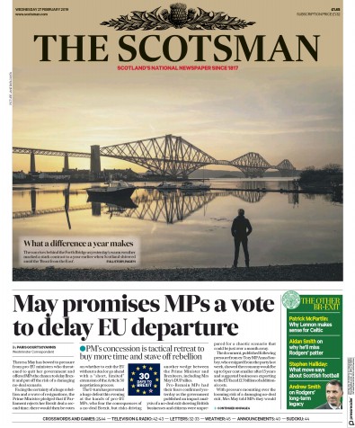 The Scotsman Newspaper Front Page (UK) for 27 February 2019