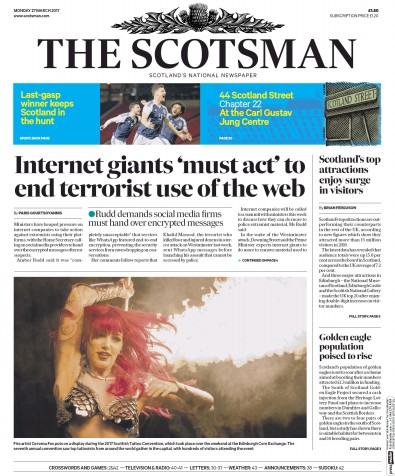 The Scotsman Newspaper Front Page (UK) for 27 March 2017