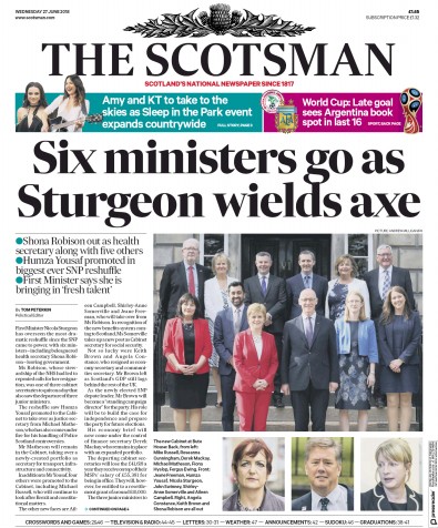 The Scotsman Newspaper Front Page (UK) for 27 June 2018