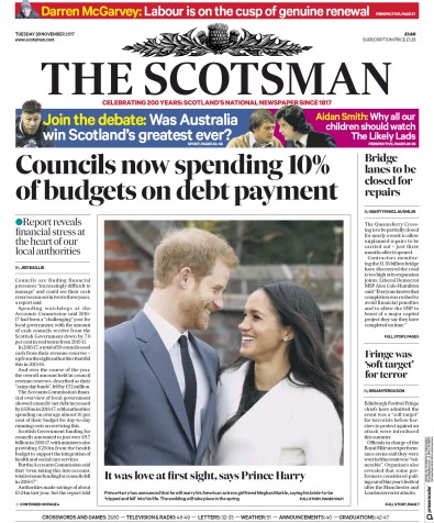 The Scotsman Newspaper Front Page (UK) for 28 November 2017