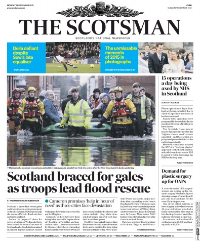The Scotsman Newspaper Front Page (UK) for 28 December 2015