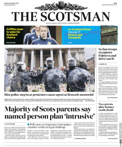 The Scotsman Newspaper Front Page (UK) for 28 March 2016